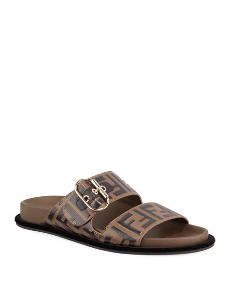 women's fendi leather ff slide sandals